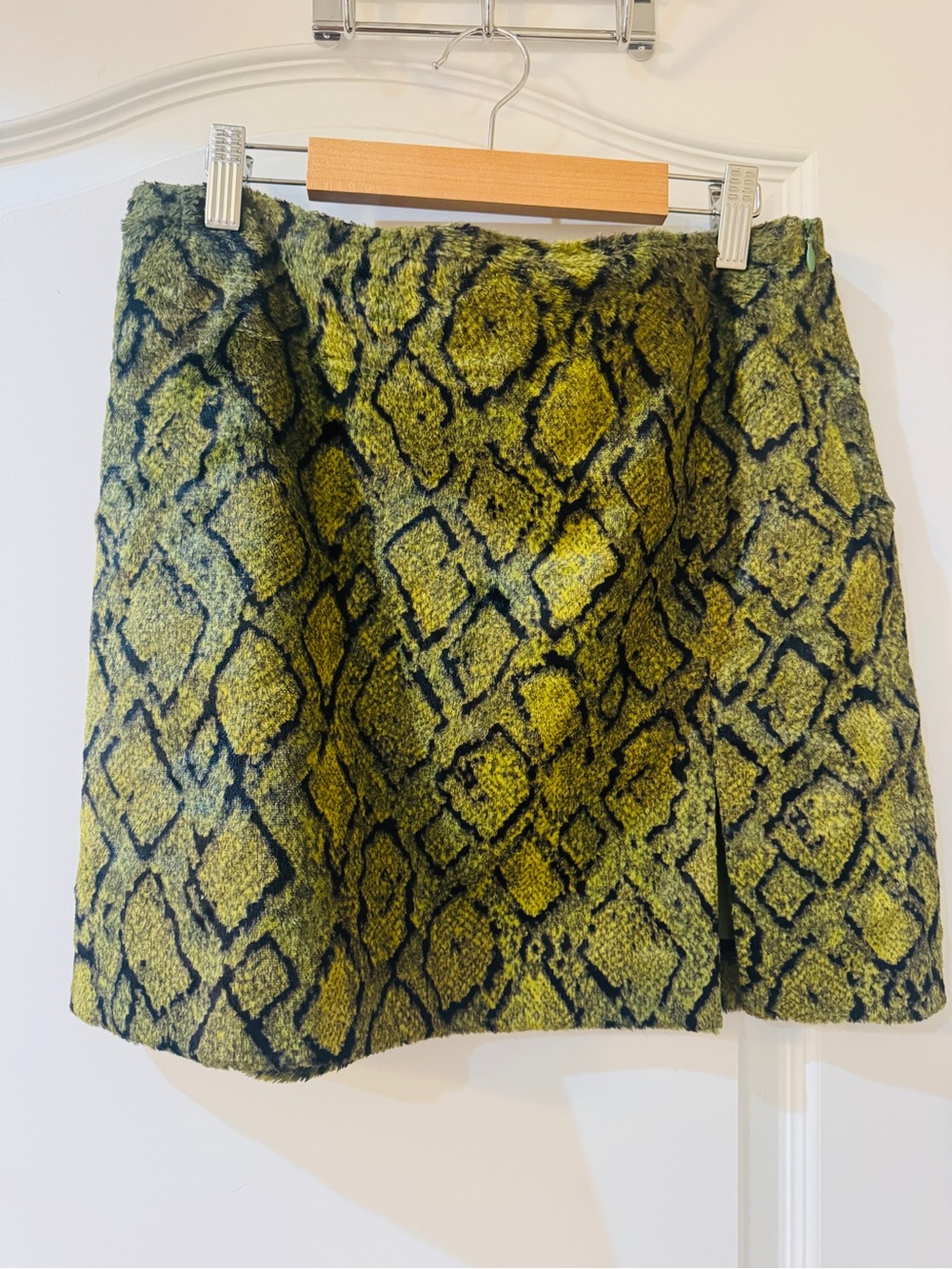 Olive Green Snake-Print Mini Skirt